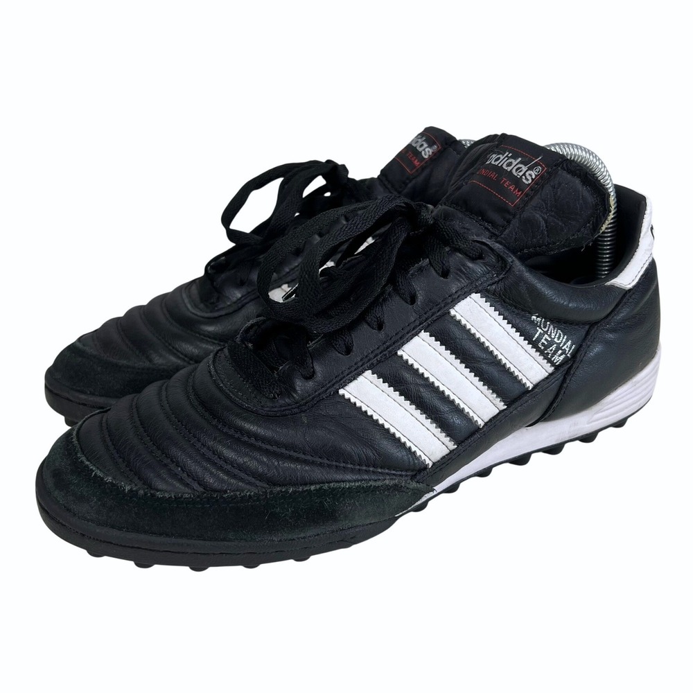 Adidas Mundial Team Turf‎ Soccer Shoes Mens 9.5 Black White Leather 019228
